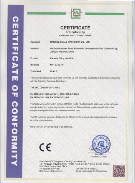 China WENZHOU HUALE MACHINERY CO.,LTD certificaciones